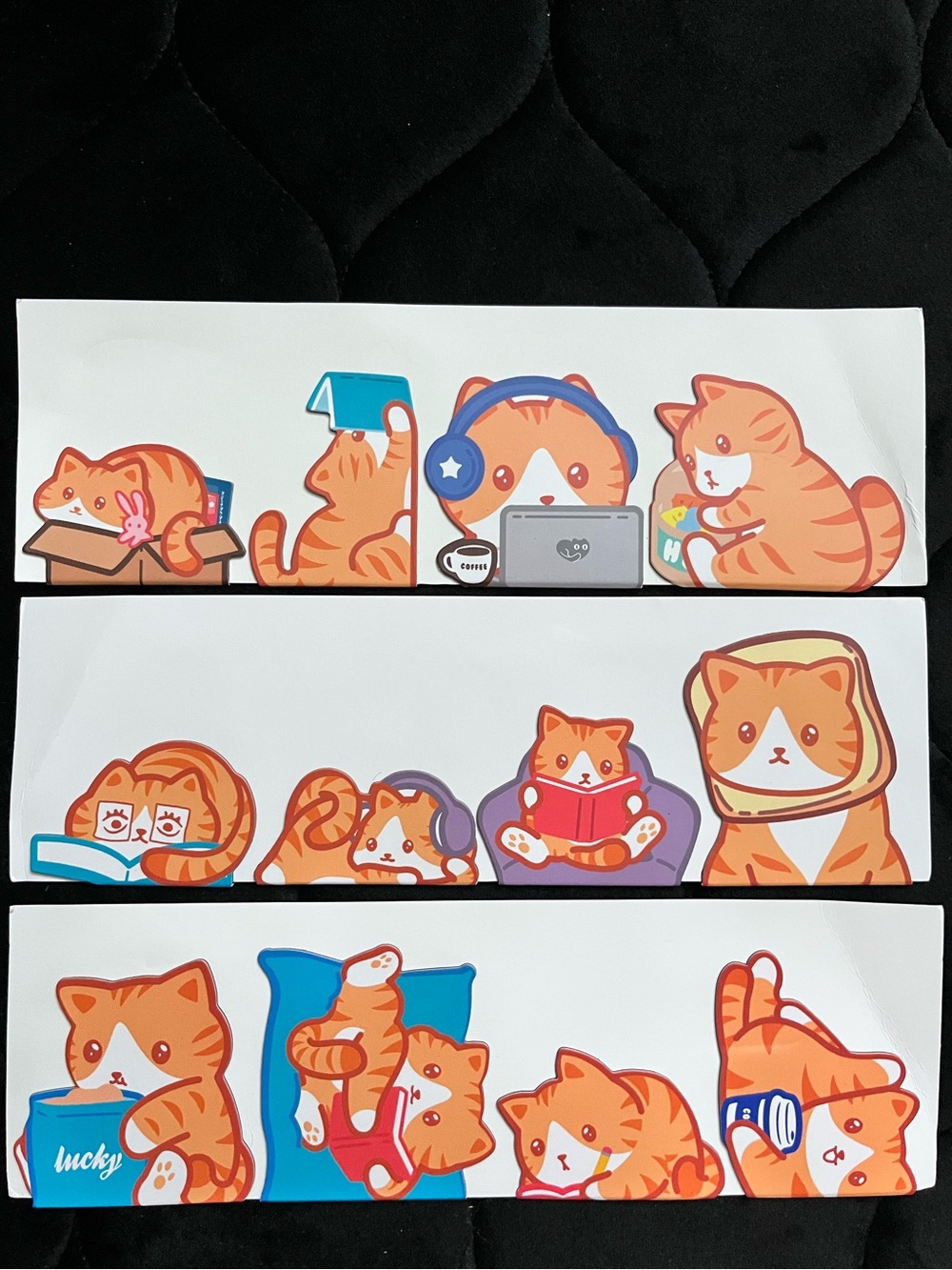 12 PCS Magnetic Kawaii Orange Tabby Bookmarks/Fridge Magnets